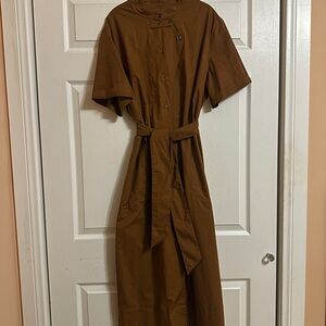 Soeur Brown Long Sleeve Dress with Belt